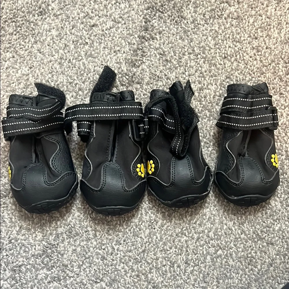 Black Reflective Strap Dog Boots - Set of 4